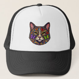 Boné Butterfly Bloom Colorful Cat Portrait | Cats Mom