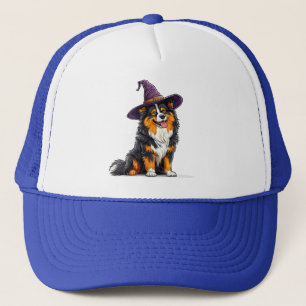 Boné Cachorro Alegre Usando um Chapéu de Bruxa