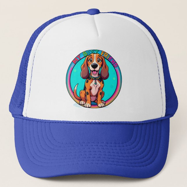 Boné Cachorro Beagle de Desenho Animado Feliz Meu Melho (Frente)