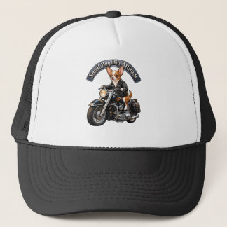 Boné Cachorro Chihuahua de Motociclista Legal Andando d