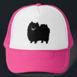 Boné Cachorro de Cartoon Negro Bastão Pomerano<br><div class="desc">Um legal chapéu de camionista do amante da Pomerânia. Desenho original de um Pomerano preto fluffy. Ajustados unisex na maioria das adolescentes e adultos.</div>