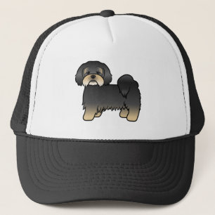 Boné Cachorro De Cartoon Negro E Tan Lhasa Apso