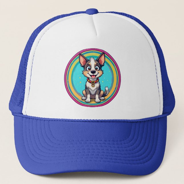Boné Cachorro de Desenho Animado Alegre (Frente)