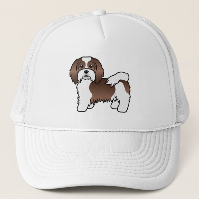 Boné Cachorro De Desenho Animado Fofo Havanês Chocolate (Frente)
