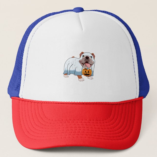 Boné Cachorro Fantasma Bulldog Dia das Bruxas (Frente)