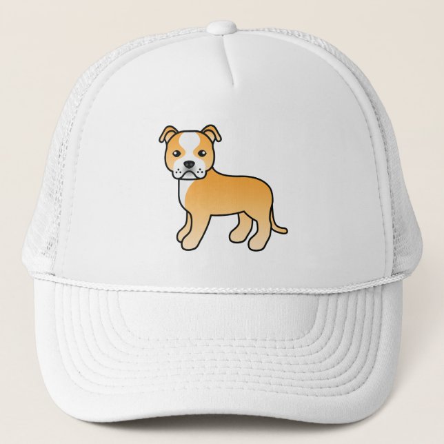 Boné Cachorro Fawn E Branco Staffordshire Bull Terrier (Frente)