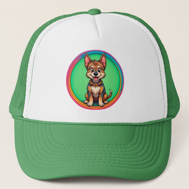 Boné Cachorro Feliz de Desenho Animado Colorido (Frente)