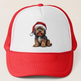 Boné Cachorro Fofo Vestindo um Chapéu de Papai Noel