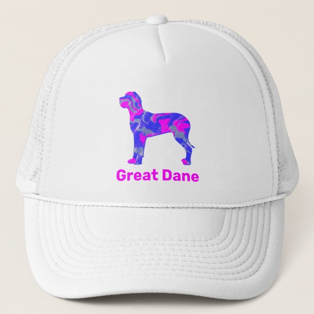 Boné Cachorro Grande Silhueta Rosa Quente e Azul (Frente)