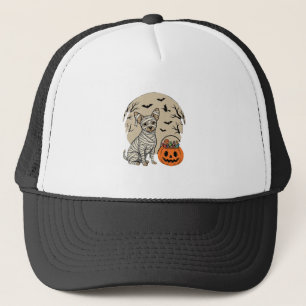 Boné Cachorro Múmia de Halloween e Doces de Abóbora