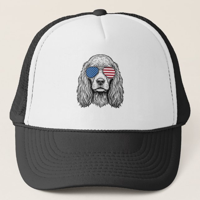 Boné Cachorro Patriótico com Óculos de Sol de Bandeira  (Frente)