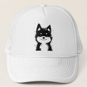 Boné Cachorro Preto e Branco Sorridente