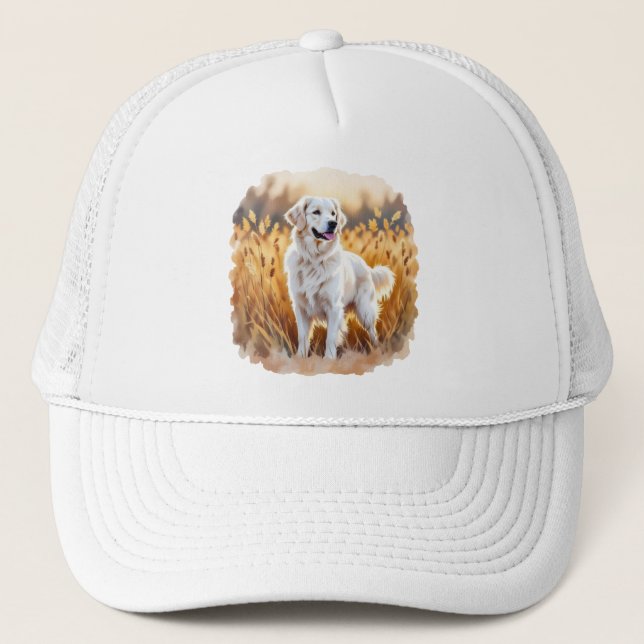 Boné Cachorro Retriever Dourado Branco (Frente)