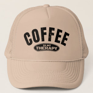 Boné café é minha terapia cafeína tipografia engraçada 