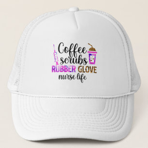 Boné Café, Esfregões, Luvas De Borracha - Enfermeira Co