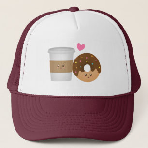Boné Café Kawaii e Donut apaixonados Par Perfeito