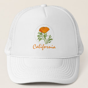 Boné California Poppy em um Círculo, Texto "California"