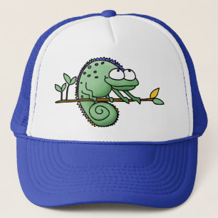 Boné Camaleão Desenho Animado Engraçado Verde Fofo