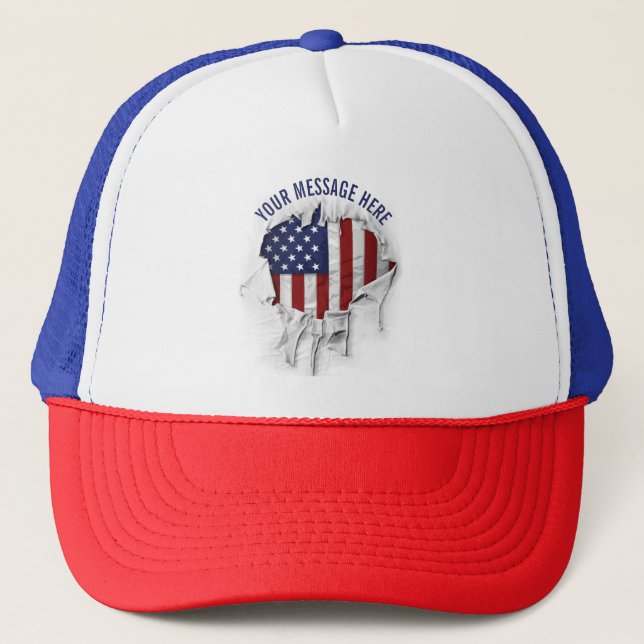 Boné Caminhão de Bandeiras Americanas Destruído, Arrast (Frente)