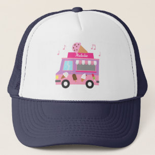Boné Caminhão de Sorvete Rosa Roxo Doce Para Meninas