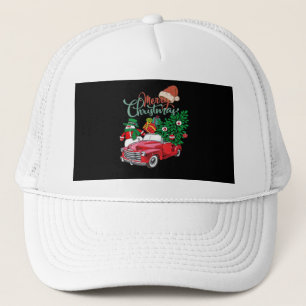 Boné Caminhão Vermelho Picape Árvore de Natal Feliz Nat