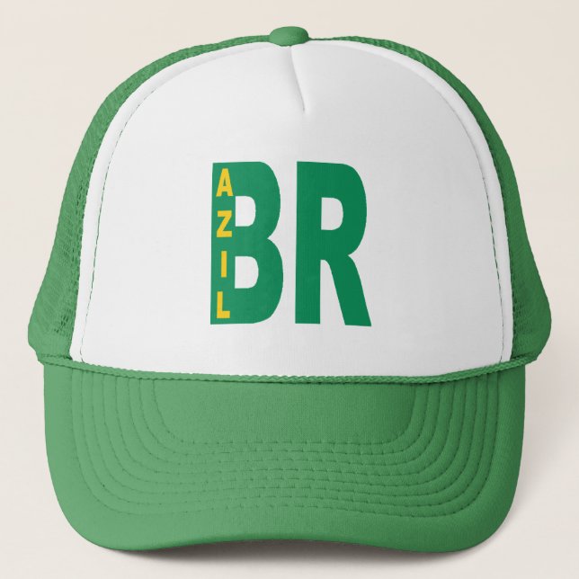 Boné caminhoneiro branco vert Design BRAZIL (Frente)