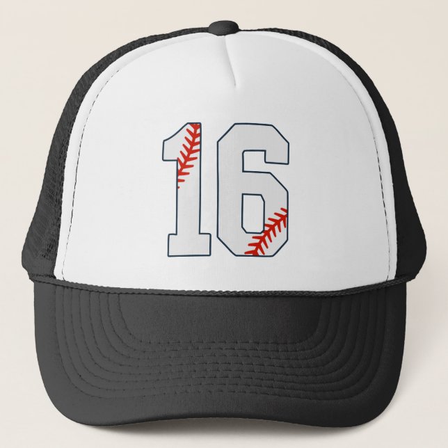 Boné Camisa de Beisebol Número 16 (Frente)