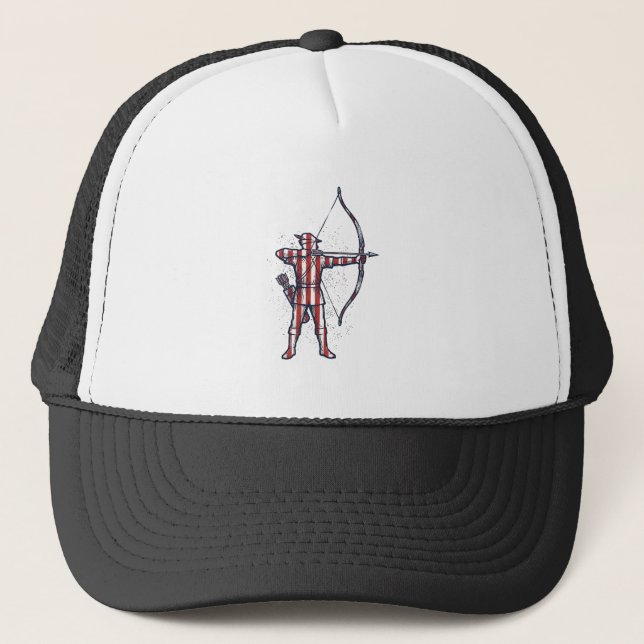 Boné Camisa de Caça com Arco e Bandeira Americana Vinta (Frente)