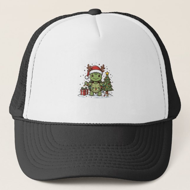 Boné Camisa de Desenho de Tartaruga de Natal Fofo Vinta (Frente)