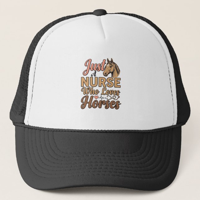 Boné Camisa de Enfermeira que Ama Cavalos com Gravura V (Frente)