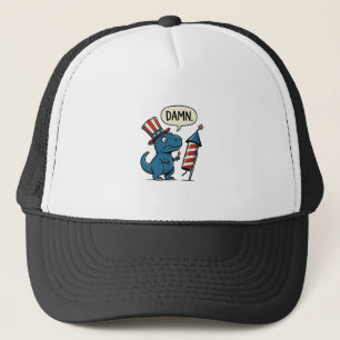 Boné Camisa de Fogo Patriótica Divertida de T-Rex Desig