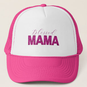 Boné Camisa de mamã abençoada com texto cor-de-rosa - P