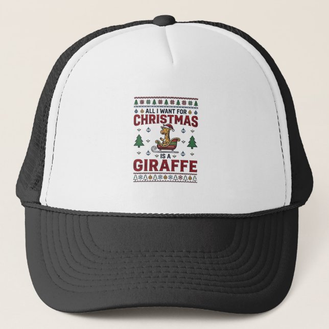 Boné Camisa de Natal Girafa Trenó Festa Divertida Des (Frente)
