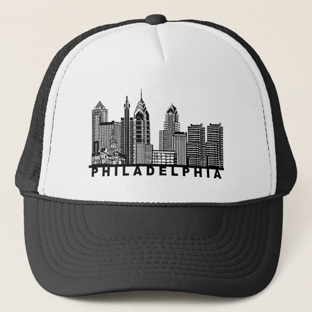 Boné Camisa de Philadelphia Skyline Silhouette (Frente)