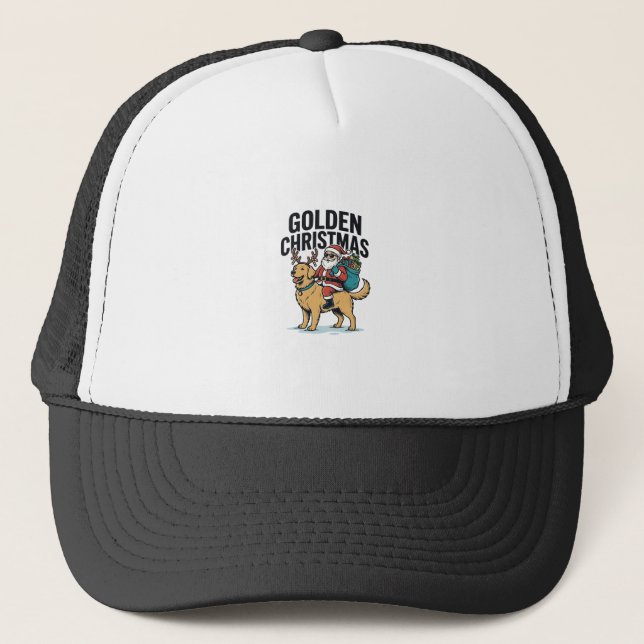 Boné Camisa do Papai Noel de Natal Dourado Cavalgando R (Frente)