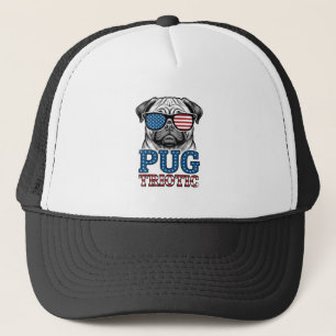 Boné Camisa Patriótica Pug Vintage Engraving Design_1