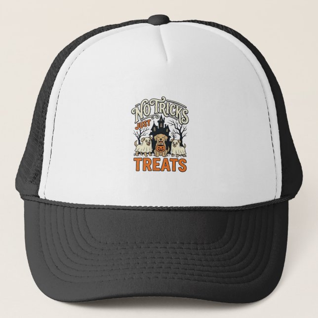 Boné Camiseta Cachorro Fantasma Halloween Sem Truques S (Frente)