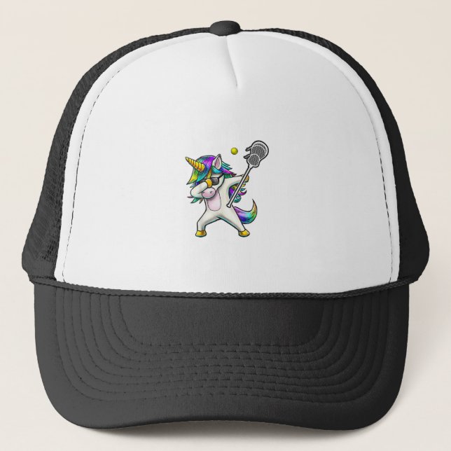 Boné Camiseta de Lacrosse de Unicórnio Dabbing Presente (Frente)