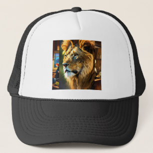 Boné Camiseta Desenho de Leão Majestoso Animais Selva