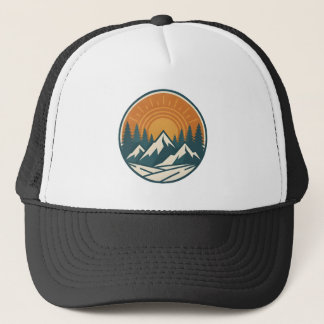 Boné Camiseta do Pôr do Sol nas Montanhas Vintage – Pin