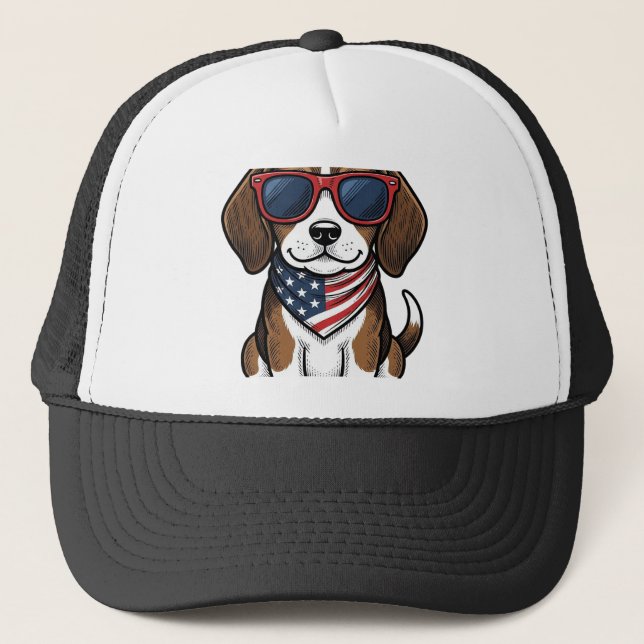 Boné Camiseta Óculos de Sol Cachorrinho Beagle Patrióti (Frente)