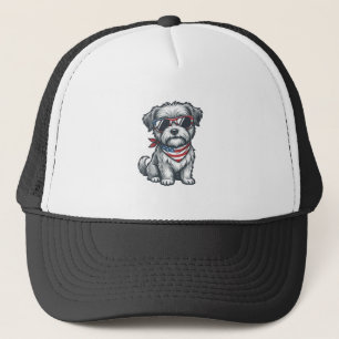 Boné Camiseta Patriótica de Cachorro Desgrenhado com Gr