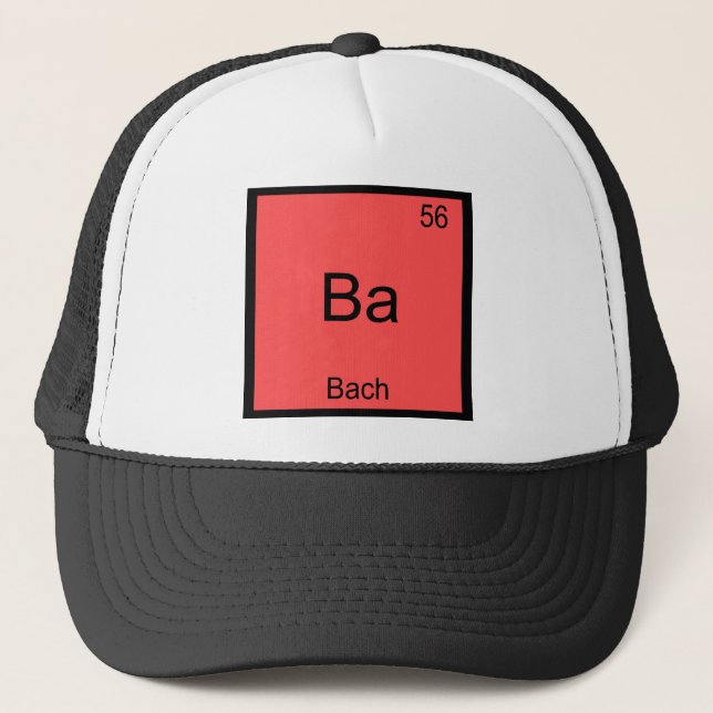Boné Camiseta Símbolo de Química Engraçada Ba - Bach (Frente)