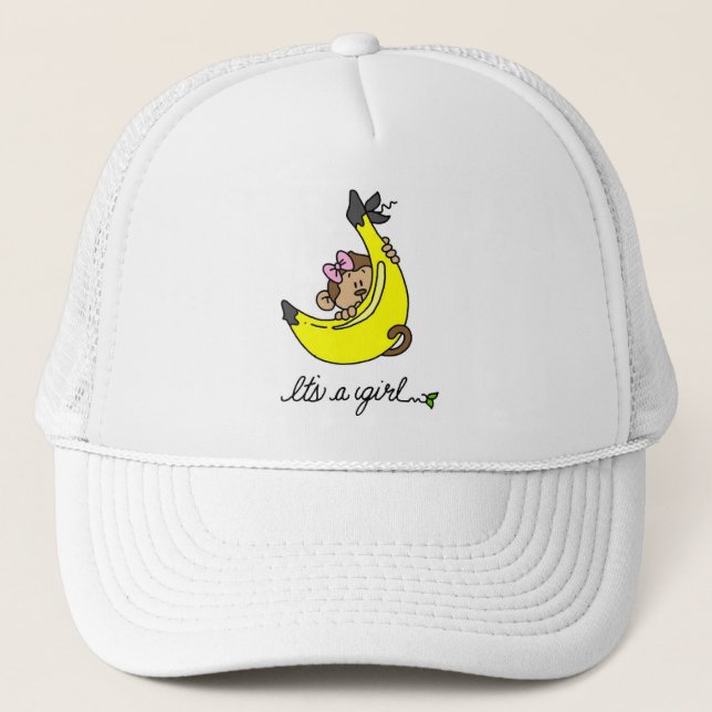 Boné Camisetas e Presentes Macaco É uma Menina (Frente)
