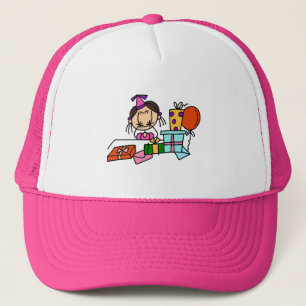 Boné Camisetas Menina de Cabelo Castanho Com Presentes 