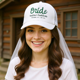 Boné Camp Bachelorette Bride Escrevendo Verde