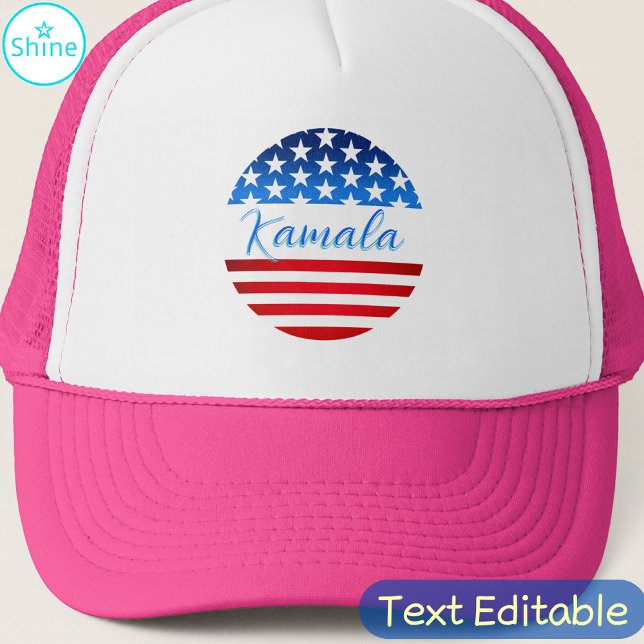 Boné Campanha Kamala Harris SWAG US Flag Elegant Script (Criador carregado)