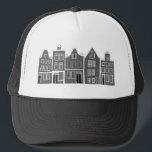Boné Canal House Black Amsterdam Holland Viagem Holandê<br><div class="desc">Mostre o seu amor pela Holanda com este doce e meigo Amsterdã abriga uma árvore de padrão. Faz um presente de aniversário de excelente! Você pode personalizá-lo e adicionar ou alterar o texto também. Procure em meu compro muito mais cores e padrões! E mais itens correspondentes também como bolsas, camisetas,...</div>