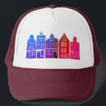 Boné Canal House Colorfu Amsterdam Holland Viagem Holan<br><div class="desc">Mostre o seu amor pela Holanda com este doce e meigo Amsterdã abriga uma árvore de padrão. Faz um presente de aniversário de excelente! Você pode personalizá-lo e adicionar ou alterar o texto também. Procure em meu compro muito mais cores e padrões! E mais itens correspondentes também como bolsas, camisetas,...</div>
