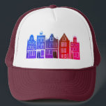 Boné Canal House Colorfu Amsterdam Holland Viagem Holan<br><div class="desc">Mostre o seu amor pela Holanda com este doce e meigo Amsterdã abriga uma árvore de padrão. Faz um presente de aniversário de excelente! Você pode personalizá-lo e adicionar ou alterar o texto também. Procure em meu compro muito mais cores e padrões! E mais itens correspondentes também como bolsas, camisetas,...</div>